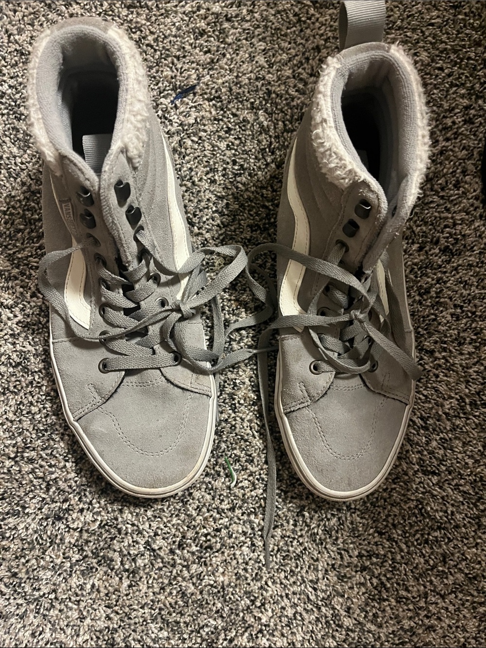 Vans Women's High-Top Sneakers in Light Gray with White Side Stripe
